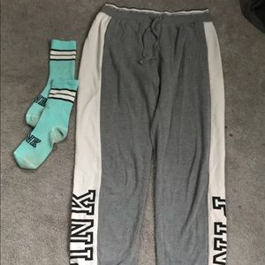 PINK grey sweatpants